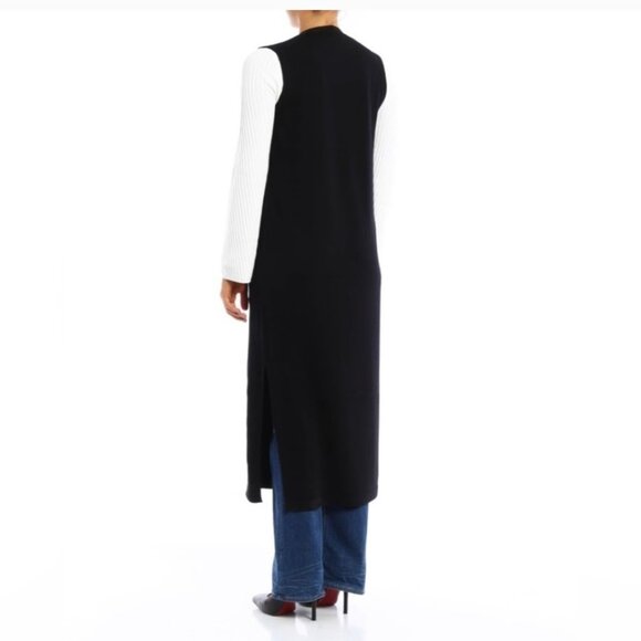Theory Torina 100% Cashmere Sleeveless Duster Cardigan Vest in Black Women's M - Picture 4 of 10